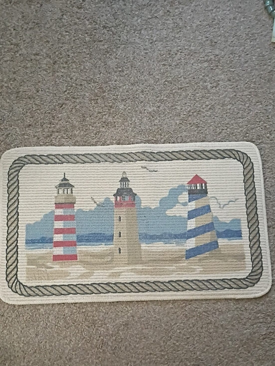 Other - Coastal Lighthouse Door Mat in Red, Blue & Tan